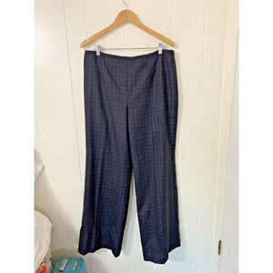 Talbots Woman's Dark Gray Pinstripe Wide Leg 100%Wool Dress Pants Size 16 Career